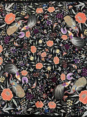 Mantón-antiguo-negro seda-bordado-mano