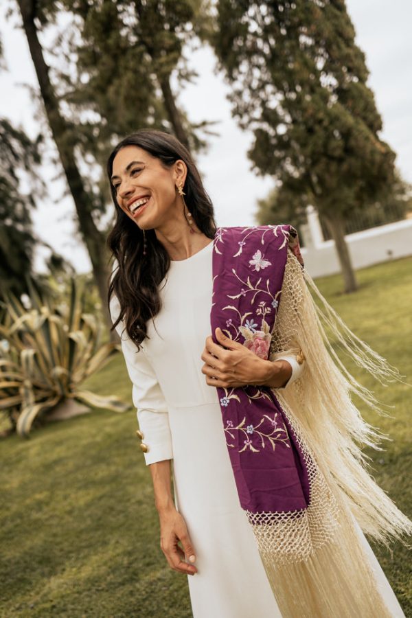 Mantón morado y marfil - Imagen 3