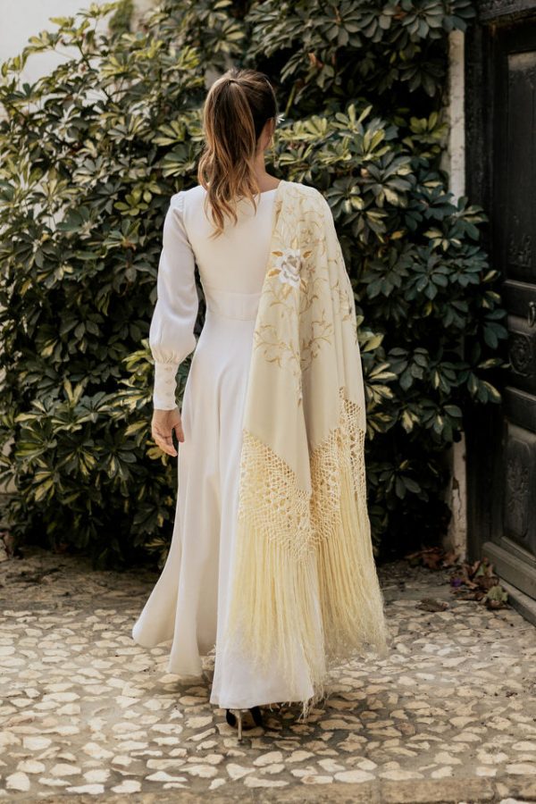 Mantón beige y blanco - Imagen 2