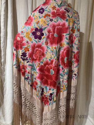 Mantón antiguo rosa