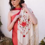 Manton seda crema con rosas y pájaros