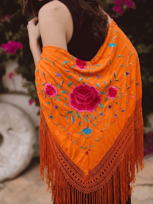 mantón manila naranja