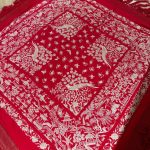 manton seda antiguo chino rojo y marfil