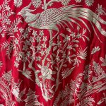 manton seda antiguo chino rojo y marfil