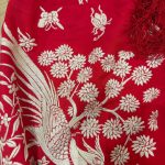 manton seda antiguo chino rojo y marfil