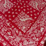 manton seda antiguo chino rojo y marfil