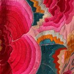 manton seda antiguo rosa y multicolor