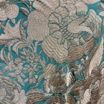mantón antiguo seda a mano turquesa flores marfil