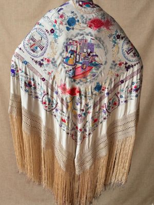 Mantón de Manila antiguo de chinos