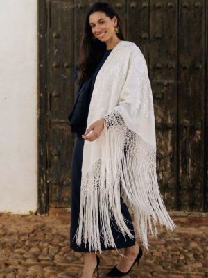 mantón de seda marfil
