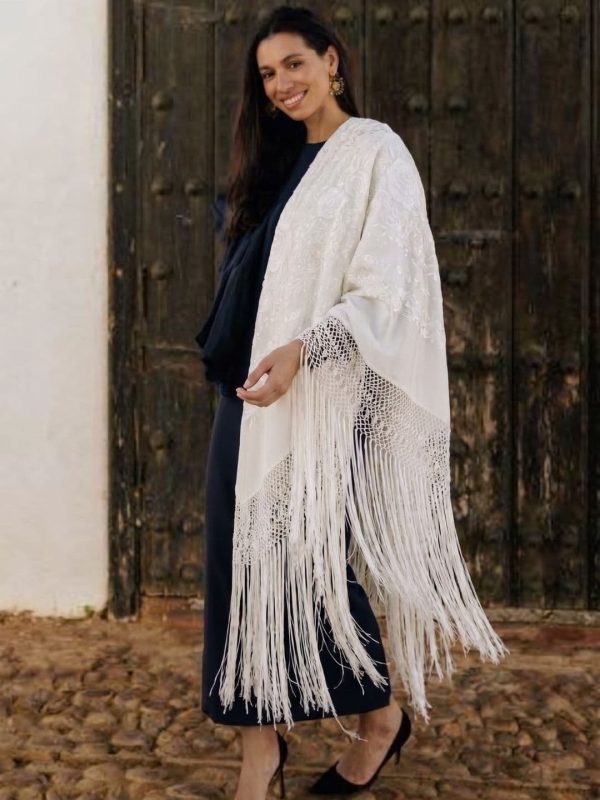 mantón de seda marfil