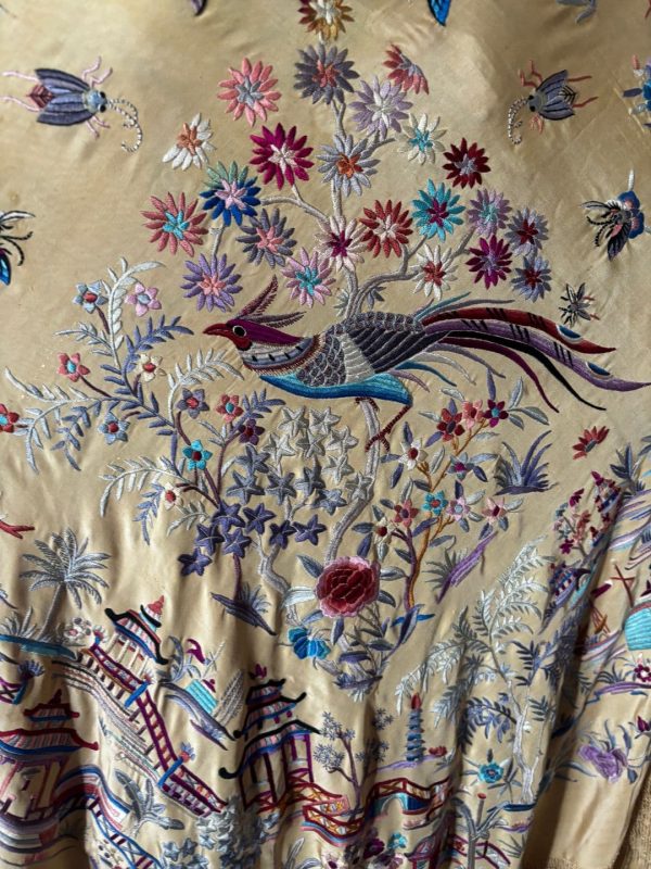mantón chino antiguo seda