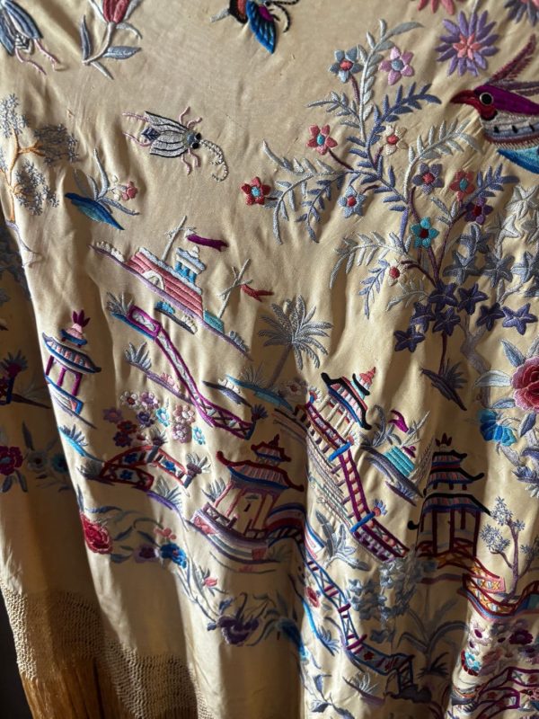 mantón chino antiguo seda