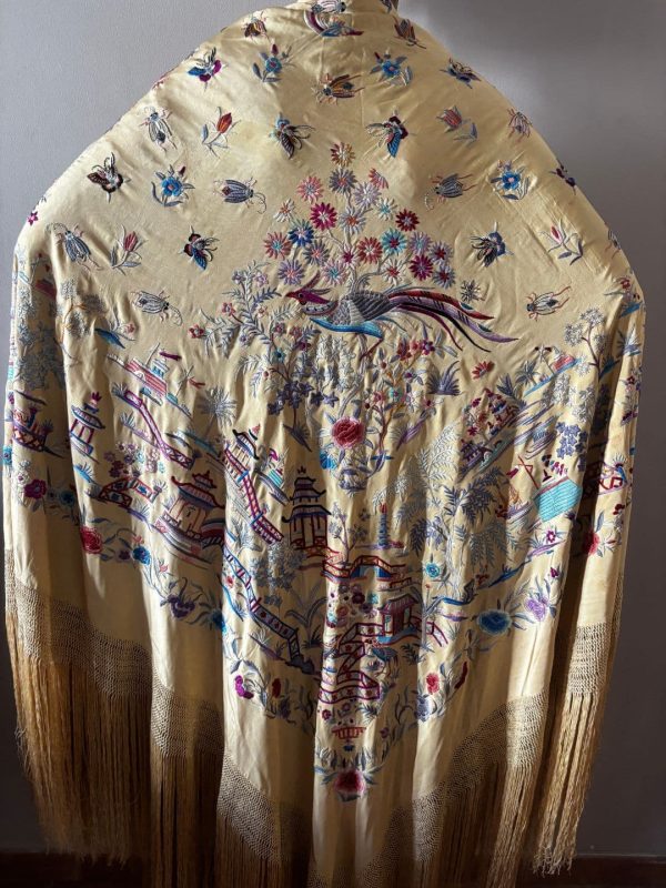 mantón chino antiguo seda