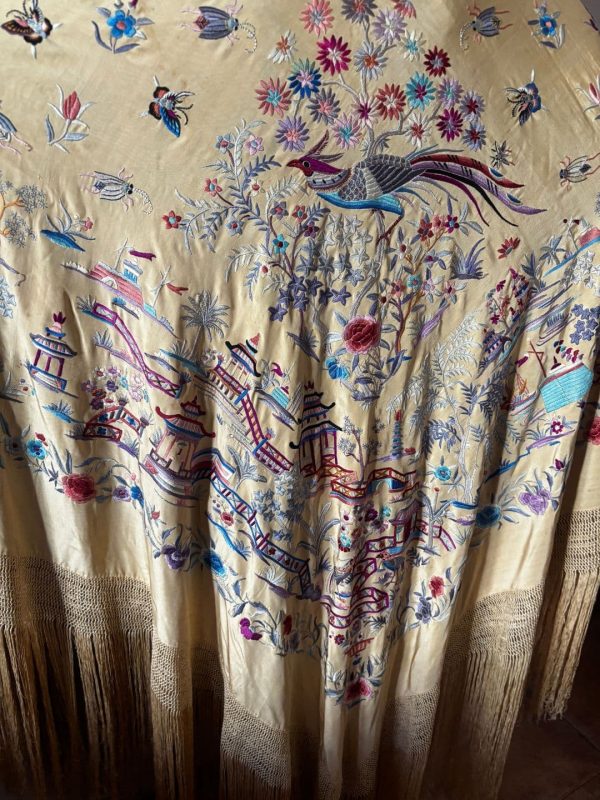 mantón chino antiguo seda