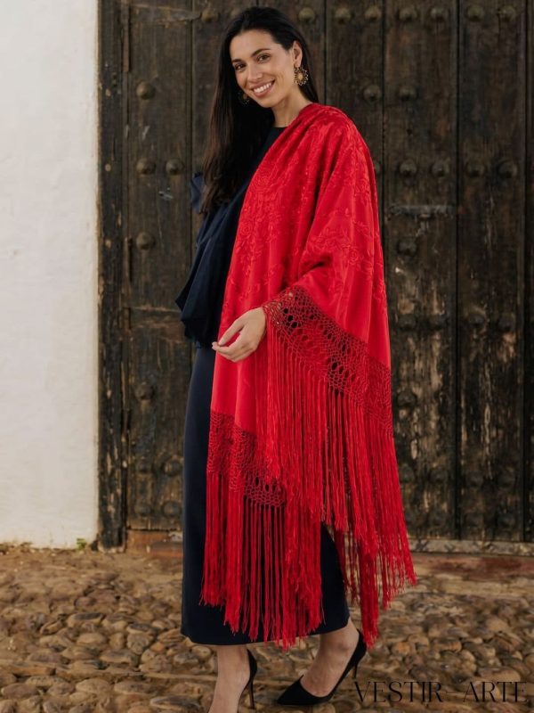 manton vintage rojo