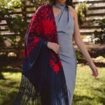 manton vintage rojo y negro