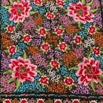 manton seda bordado negro con tulipan multicolor