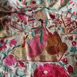 mantón antiguo chino crema y multicolor