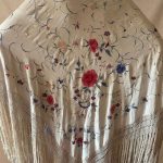 mantón vintage marfil multicolor